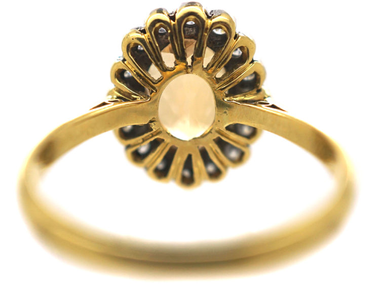 18ct Gold, Topaz & Diamond Oval Cluster Ring