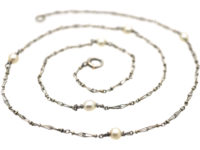 Edwardian Platinum & Natural Pearl Chain