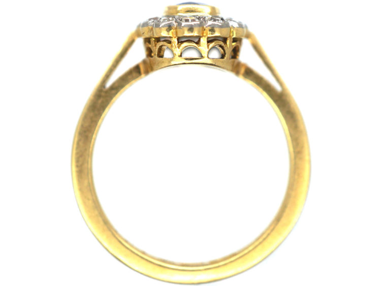 Edwardian 18ct Gold Sapphire & Diamond Cluster Ring