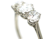 Art Deco Platinum Three Stone Diamond Ring