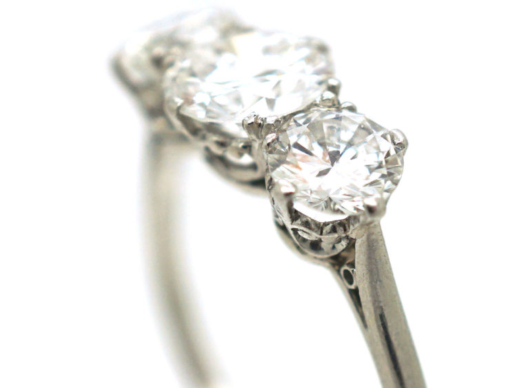 Art Deco Platinum Three Stone Diamond Ring