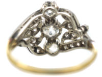 Belle Epoque 18ct Gold & Platinum Diamond Three Stone Ring with Leaf Shoulders