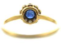 Edwardian 18ct Gold & Platinum, Sapphire & Diamond Cluster Ring