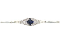 Art Deco 14ct Gold & Platinum, Cabochon Sapphire & Diamond Bracelet