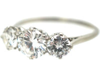 Art Deco Platinum Three Stone Diamond Ring