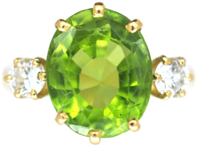 18ct Gold Peridot & Diamond Ring