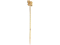 Edwardian 15ct Gold Opal, Ruby & Rose Diamond Trefoil Tie Pin