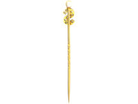Edwardian 15ct Gold Tie Pin with an S & a Natural Pearl