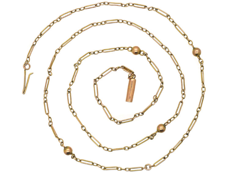 Edwardian 9ct Gold Chain with Balls