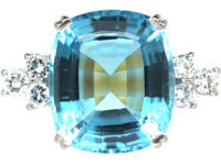 18ct Gold Aquamarine & Diamond Ring