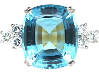 18ct Gold Aquamarine & Diamond Ring