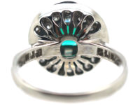 18ct White Gold Emerald & Diamond Cluster Ring