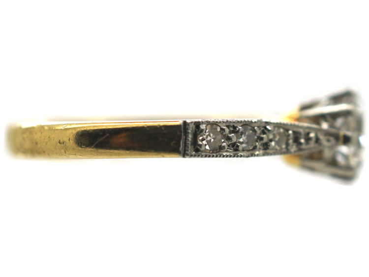 Art Deco 18ct Gold & Platinum, Diamond Solitaire Ring