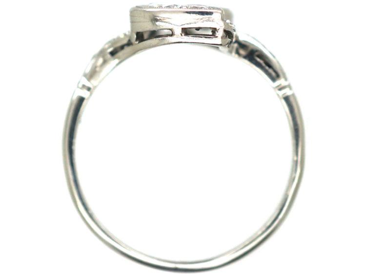 Art Deco Platinum & Iridium, Diamond Two Leaf Crossover Ring
