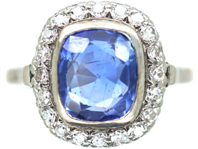 Art Deco Platinum, Sapphire & Diamond Ring