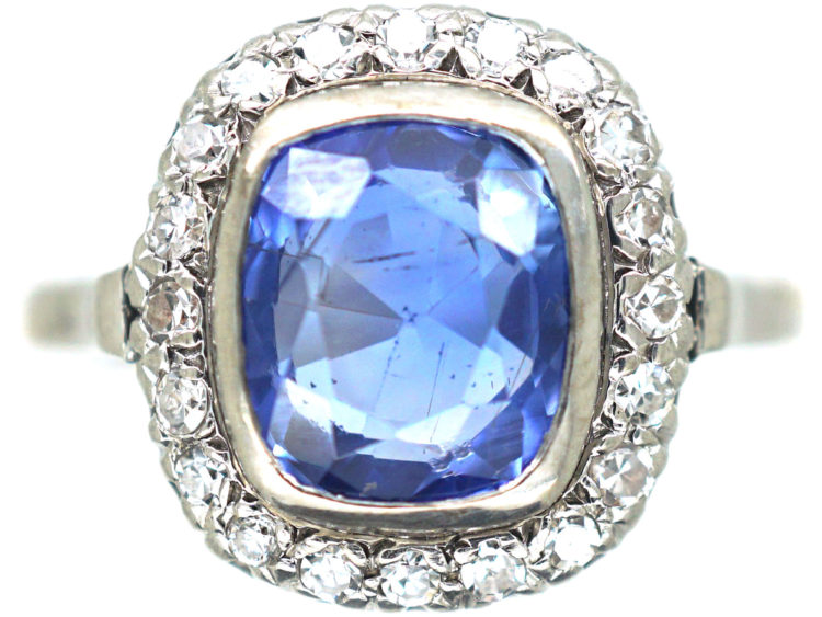 Art Deco Platinum, Sapphire & Diamond Ring