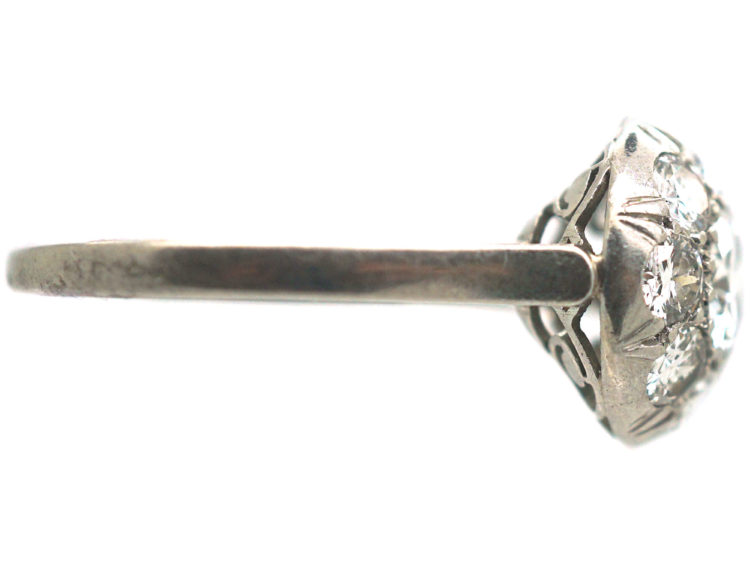 French Art Deco Platinum, Diamond Set Bombé Cluster Ring