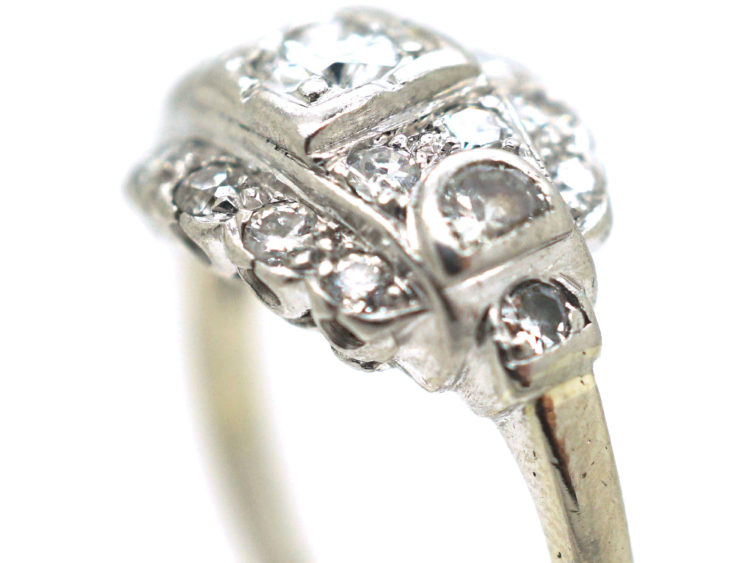Art Deco 14ct White Gold & Diamond Ring