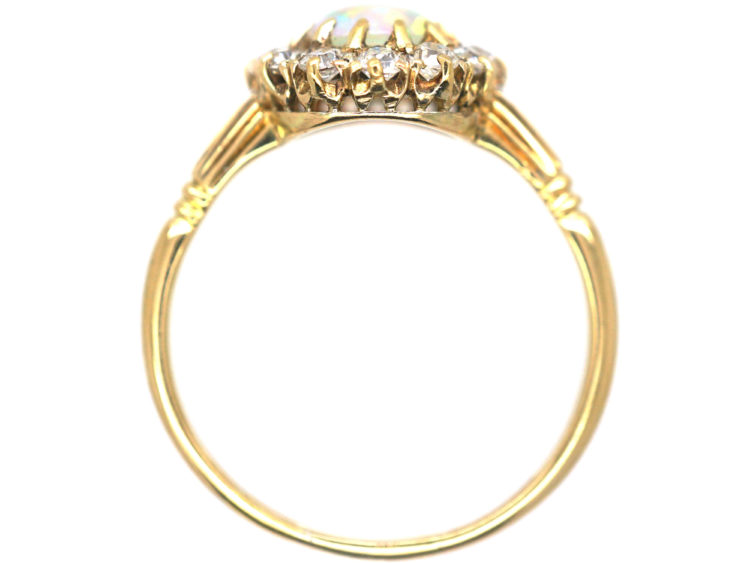 Edwardian 18ct Gold Opal & Diamond Cluster Ring