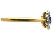 Edwardian 18ct Gold & Platinum, Sapphire & Diamond Cluster Ring