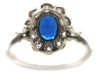 Art Deco Platinum, Sapphire & Diamond Cluster Ring