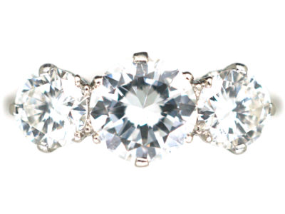Art Deco Platinum Three Stone Diamond Ring