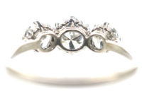 Art Deco Platinum Three Stone Diamond Ring