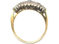 Mid-Century 18ct Gold & Platinum Three Stone Sapphire & Diamond Cluster Ring