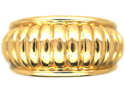 French Art Deco 18ct Gold Ribbed Design Ring