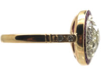 Art Deco 18ct Gold & Platinum, Ruby & Diamond Target Ring