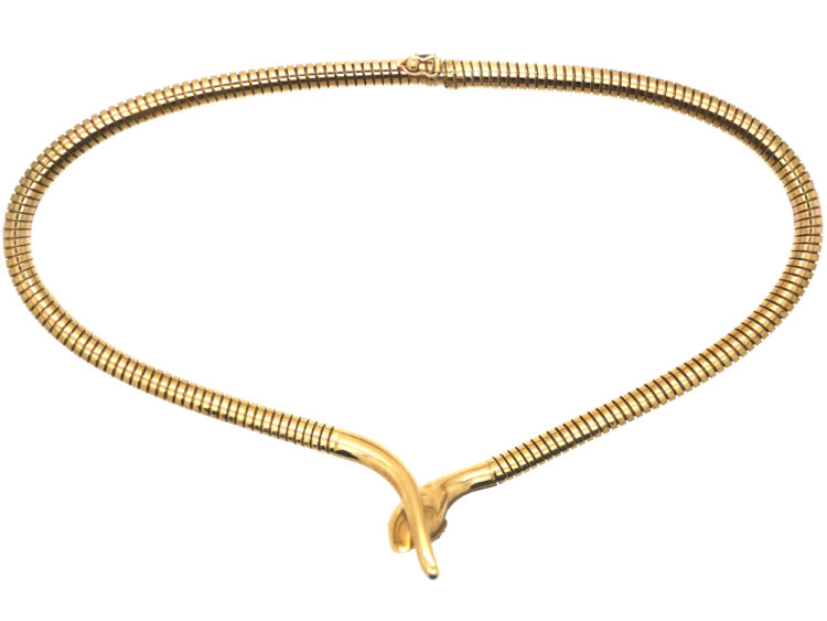 9ct Gold Snake Necklace with Ruby Eyes