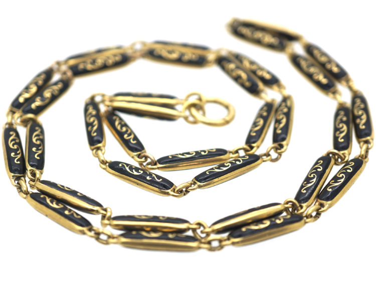 Victorian 18ct Gold & Black Enamel Chain