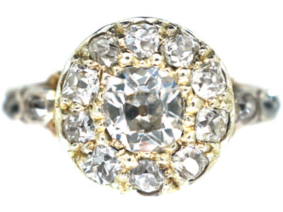 Georgian 18ct Gold Diamond Cluster Ring