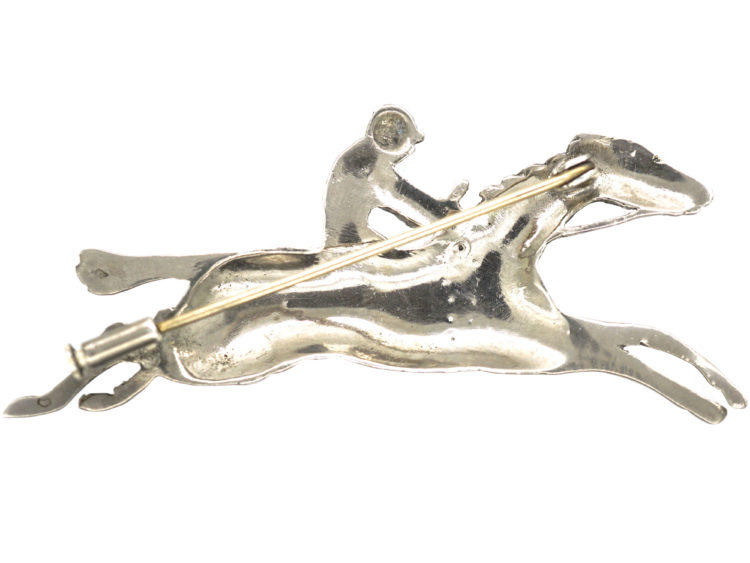 Silver & Marcasite Racehorse & Jockey Brooch