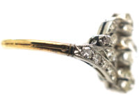 Belle Epoque 18ct Gold & Platinum Diamond Three Stone Ring with Leaf Shoulders