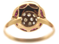 Art Deco 18ct Gold & Platinum, Ruby & Diamond Target Ring