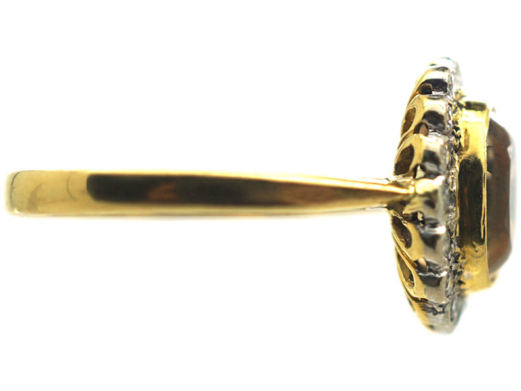 18ct Gold, Topaz & Diamond Oval Cluster Ring