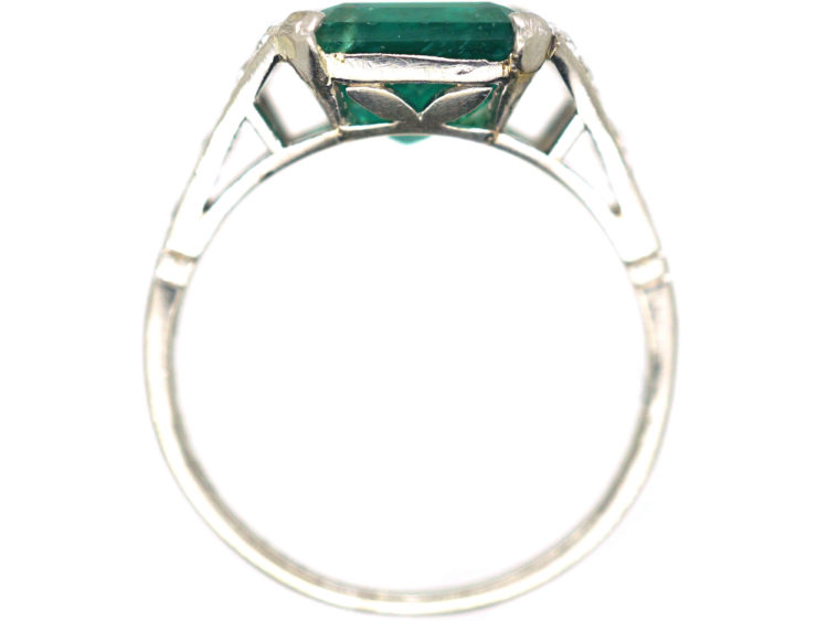 Art Deco Platinum, Emerald & Diamond Ring