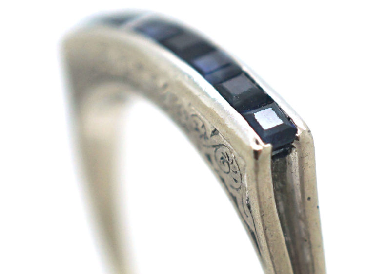 Art Deco 18ct White Gold & Sapphire Half Eternity Ring