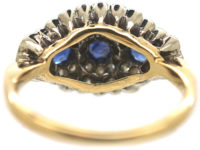 Mid-Century 18ct Gold & Platinum Three Stone Sapphire & Diamond Cluster Ring