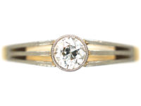 Art Deco 18ct Gold & Platinum, Diamond Solitaire Ring