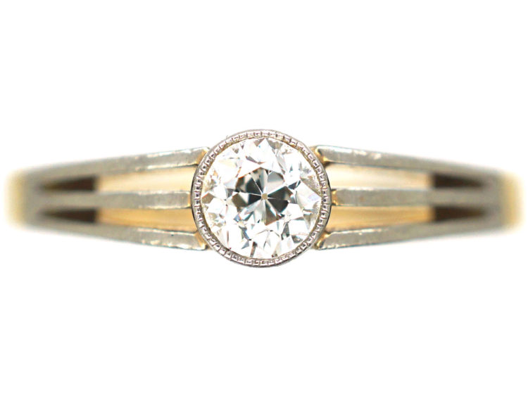 Art Deco 18ct Gold & Platinum, Diamond Solitaire Ring