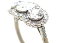 Edwardian Platinum & Diamond Triple Cluster Ring