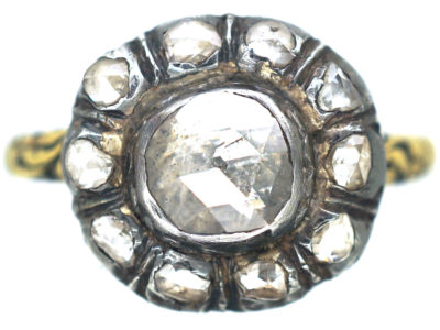 Stuart Rose Diamond Cluster Ring with Black Enamel Detail