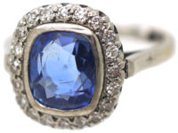 Art Deco Platinum, Sapphire & Diamond Ring
