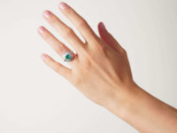 18ct White Gold Emerald & Diamond Cluster Ring