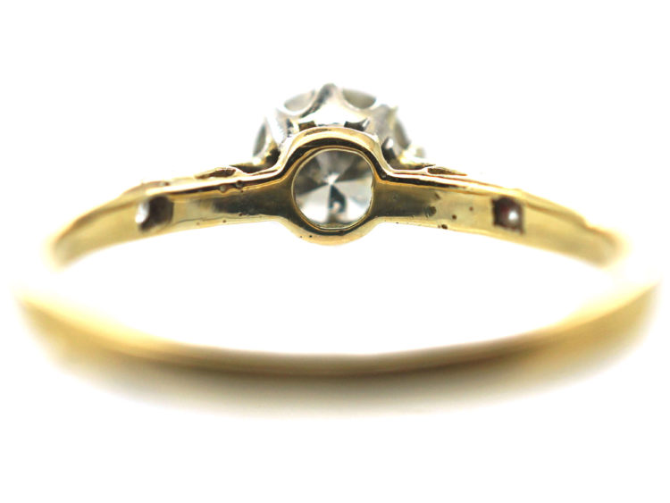 Art Deco 18ct Gold & Platinum, Diamond Solitaire Ring