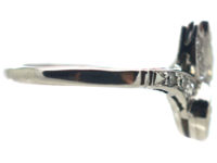 Art Deco Platinum & Iridium, Diamond Two Leaf Crossover Ring