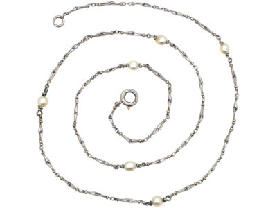 Edwardian Platinum & Natural Pearl Chain