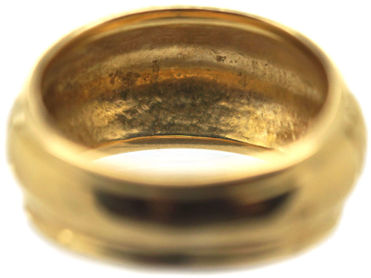 French Art Deco 18ct Gold Ribbed Design Ring